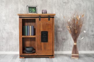 Sideboard Akazie massiv nussbaum mit Holzrolltür 75 x 90 x 36 cm LIBRO 134888141