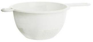 plast team Küchensieb, rund, mit Griff, weiß Material: PPC, Maße: (B)370 x (T)230 x (H)120 mm, ideal zum Spülen oder Abseihen von Lebensmitteln, Durchmesser: 230 mm (31310800)