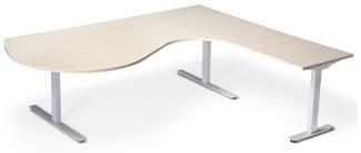 Höhenverstellbarer Tisch Profi 35H 2365 x 2200 mm - Birke Laminat 3-Fuß EL Schwarz