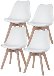 4er Set Stühle, Holz natur, weiß, Sitzpolster, H 82 cm