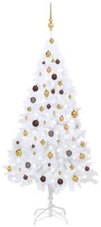 vidaXL Künstlicher Weihnachtsbaum mit LEDs & Kugeln Weiß 180 cm PVC, Mit Beleuchtung [3077541]