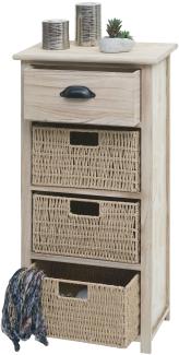 Kommode HWC-K84 mit Körben, Schrank Schubladenschrank, Holz 83x40x29cm ~ natur, Körbe hellbraun