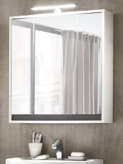 'Sol' Spiegelschrank mit 3 Türen, weiß/grau, 67 x 73 cm