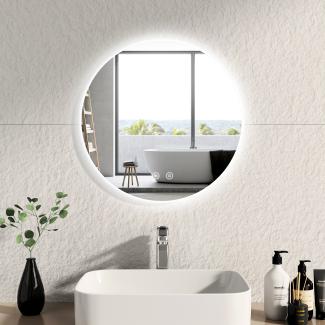 EMKE Badspiegel Mit LED Beleuchtung Touch Beschlagfrei Rund Lichtspiegel 6500K ф50cm