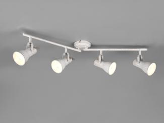 LED Deckenstrahler 4 flammig verstellbare Metallschirme in Weiß, Breite 77cm