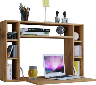 Wand Schreibtisch Computer PC Laptop Büro Tisch Arbeitstisch Eiche Dekor