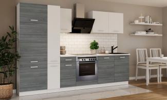 Küche 'Toni' Küchenzeile, Küchenblock, Singleküche, 290 cm, Silbereiche