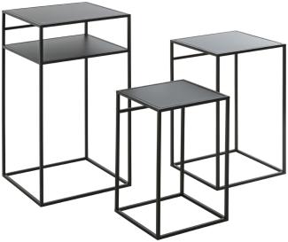 Beistelltisch >25508< (3er-Set) in schwarz, Metall - 26x42x26cm (BxHxT)