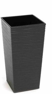Pflanzgefäß NIZZA, graphit Rillenoptik, 30 x 30 x 57 cm Kunststoffgefäß mit Einsatz