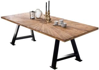 TABLES&Co Tisch 180x100 Recyceltes Teak Natur Metall Schwarz