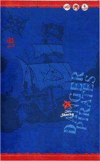 Kinderteppich- Der Pirat "Captin Sharky" und seine Freunde in Uni Blau, Kinderzimmer 160 x 100 cm