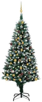 vidaXL Künstlicher Weihnachtsbaum mit LEDs Kugeln & Zapfen 210 cm, Mit Beleuchtung [3077532]