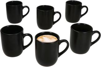 6x Panther Kaffeebecher 340ml H10,3cm schwarz Steingut-Tassen