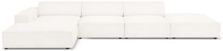 Micadoni 5-Sitzer Boucle Ecke links Sofa Jodie | Bezug Beige | Beinfarbe Black Plastic