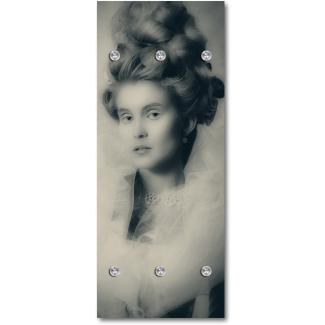 Queence Garderobe - "Jeanne" Druck auf hochwertigem Arcylglas inkl. Edelstahlhaken und Aufhängung, Format: 50x120cm