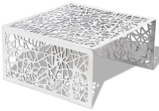 Couchtisch silber Geometrisches Lochmuster Aluminium