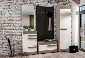 Garderoben-Set "Blanco" Flurgarderobe 6-teilig Pinie weiß grau MDF