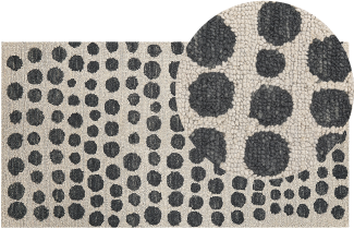 Teppich beige schwarz 80 x 150 cm gepunktetes Muster HAVRAN