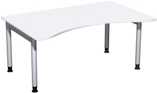 Schreibtisch '4 Fuß Pro' höhenverstellbar, 160x100cm, Weiß / Silber