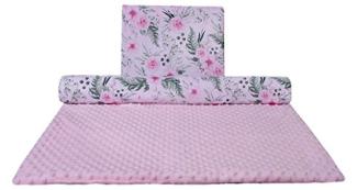 Medi Partners 'Minky groß' Krabbeldecken-Set Blumen rosa 30x35/75x100 cm