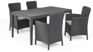 Allibert Diningset Girona-Miami 5-teilig anthrazit - Rattanoptik, wetterfest, Garten