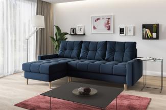 Ecksofa SCANDI L-form Sofa Mit Schlaffunktion Wohnlandschaft Wohnzimmer L Couch - Blau Stoff