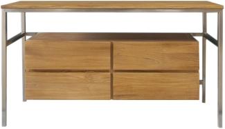 Badunterschrank Salonia aus Teakholz und Edelstahl - Breite vom Unterschrank: 140 cm