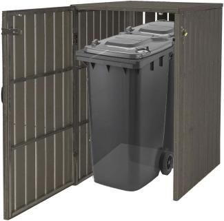 XL 1er-/2er-WPC-Mülltonnenverkleidung HWC-J28, Mülltonnenbox, Metall Holzoptik, erweiterbar ~ grau