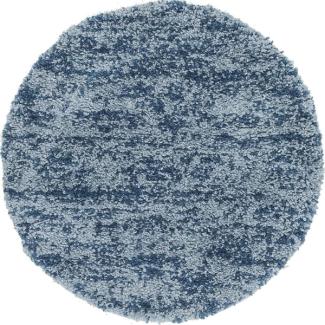 Teppich Top Shag Rund Blau 100 x 100 cm Hochflor
