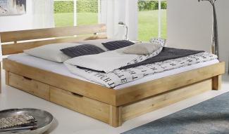 Lewis' Bett mit Bettkästen, Kernbuche massiv, 180 x 200 cm, Kopfteil geteilt