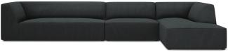 Micadoni 5-Sitzer Modular Ecke rechts Sofa Ruby | Bezug Black | Beinfarbe Black Plastic