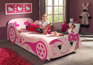 Autobett Pretty Girl inkl. Matratze, Liegefläche 90 x 200 cm, Ausf. MDF rosa lackiert