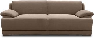 DOMO Collection Telos 3er Boxspringsofa, Sofa mit Boxspringfederung, Zeitlose Couch mit breiten Armlehnen, 218x96x80 cm, Polstergarnitur in braun
