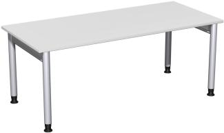 Schreibtisch '4 Fuß Pro' höhenverstellbar, 180x80cm, Lichtgrau / Silber