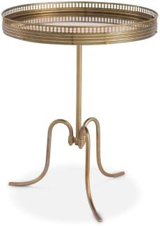 Casa Padrino Luxus Beistelltisch Vintage Messing Ø 46 x H. 56,5 cm - Runder Messing Tisch mit antikem Spiegelglas - Wohnzimmer Möbel - Luxus Möbel - Luxus Einrichtung - Luxus Interior