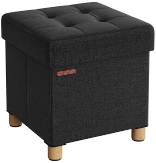 SONGMICS Sitzhocker mit Stauraum, kleine klappbare Sitzbank, 38 x 38 cm Fußbank, Aufbewahrungsbox, bis 300 kg belastbar, für Wohnzimmer Schlafzimmer Schlafsaal, Schwarz