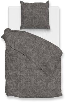 Zo! Home Cotton Bettwäsche 135x200 Paisley di Lino Dark Grey grau meliert