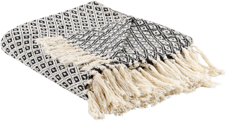Decke Baumwolle schwarz weiß 125 x 150 cm geometrisches Muster CHYAMA