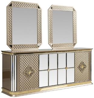 Casa Padrino Luxus Art Deco Möbel Set Beige / Gold - 1 Sideboard & 2 Spiegel - Edel & Prunkvoll