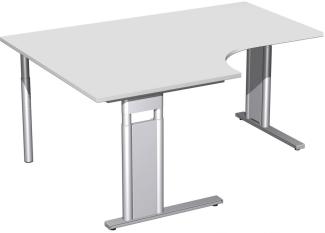 PC-Schreibtisch 'C Fuß Pro' links, höhenverstellbar, 160x120cm, Lichtgrau / Silber