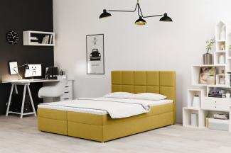 Boxspringbett Schlafzimmerbett FRASCO 160x200cm in Stoff Soro Gelb