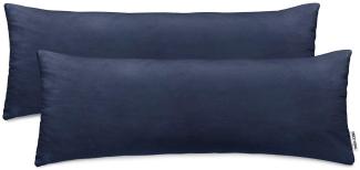 DecoKing 2 Kissenbezüge 40x145 cm Jersey Baumwolle Reißverschluss dunkelblau Amber