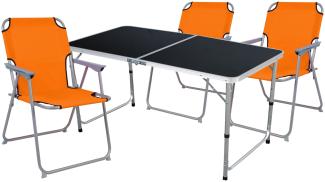 4-teiliges Campingmöbel Set Black Alu 120x60x58/70cm orange