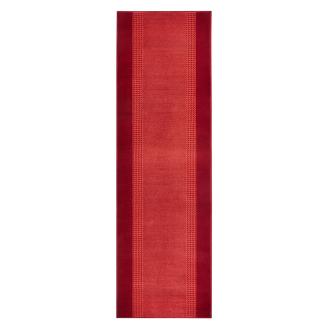 Kurzflor Teppich Läufer Band Rot - 80x500x0,9cm