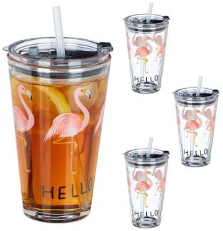 4er Set Glasbecher Flamingo 10036038