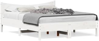 vidaXL Massivholzbett mit Kopfteil Weiß 150x200 cm Kiefer