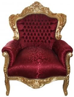 Barock Sessel "King" Bordeaux Muster / Gold - Möbel Antik Stil