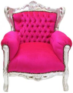Casa Padrino Barock Kinder Sessel Pink / Silber - Möbel