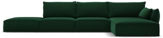 Micadoni 5-Sitzer Samtstoff Ecke rechts Sofa Kaelle | Bezug Bottle Green | Beinfarbe Black Plastic