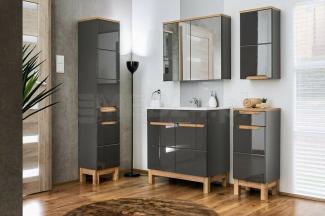 99rooms Argentat SET 80 cm Badezimmerset Graphit Hochglanz | Wotan Eiche